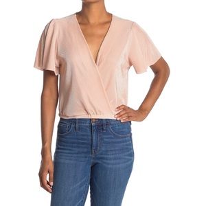 ASTR the Label Short Sleeve Plisse Top Sz S